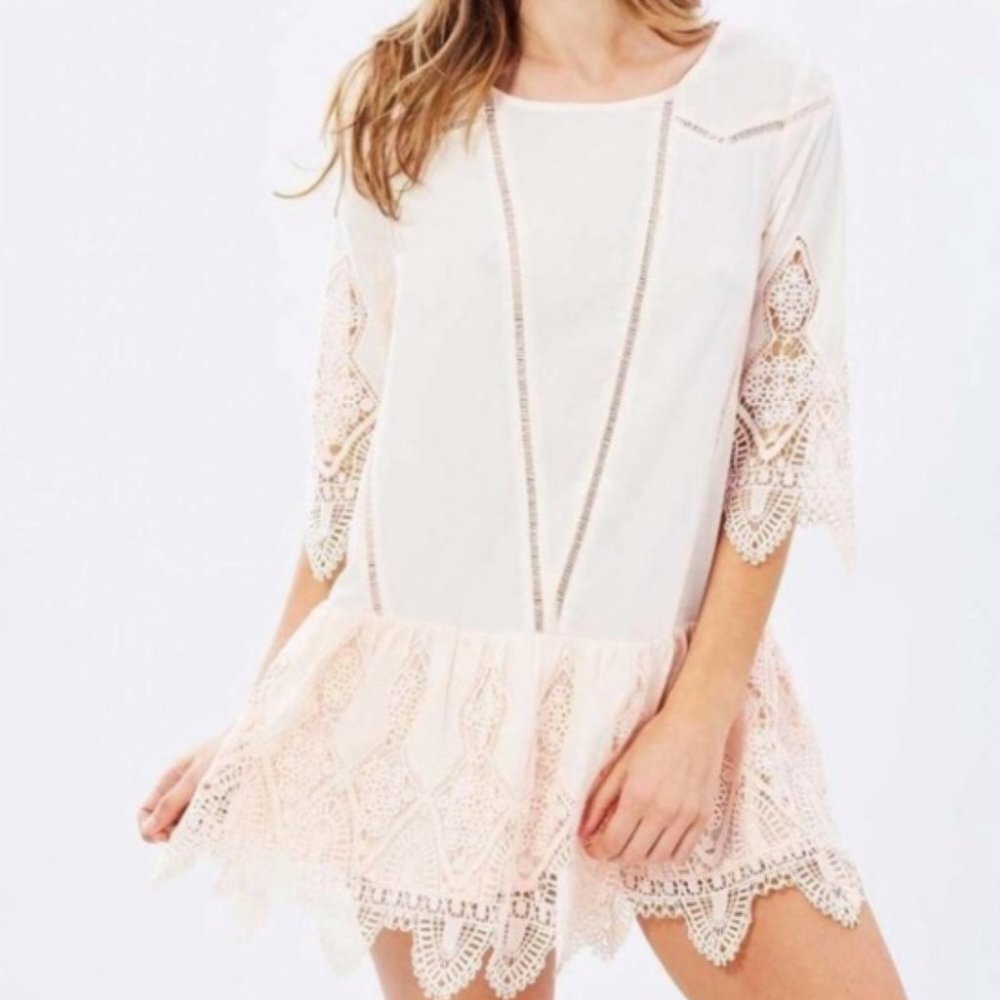 NWT! Suboo Prairie Lace Peach Mini Dress